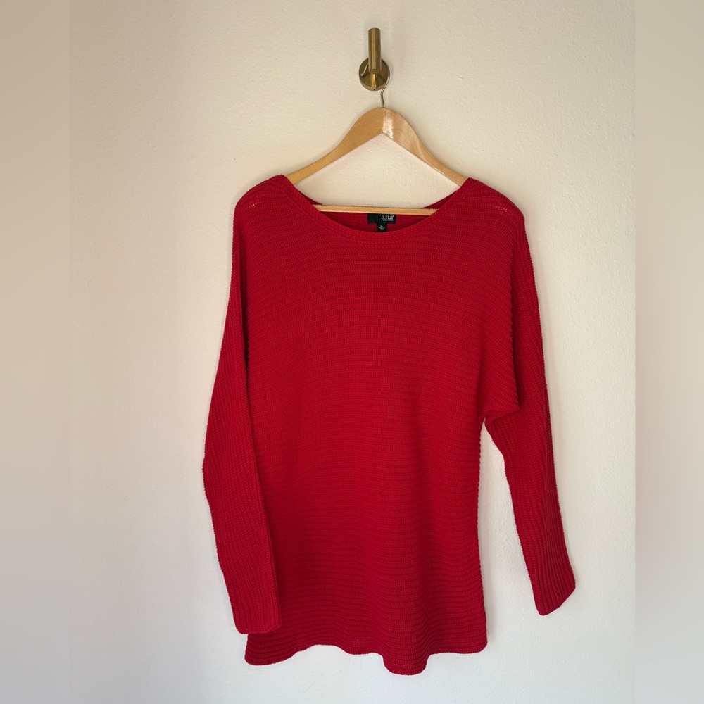 ANA A New Approach Red Knit Boatneck Sweater Size XL